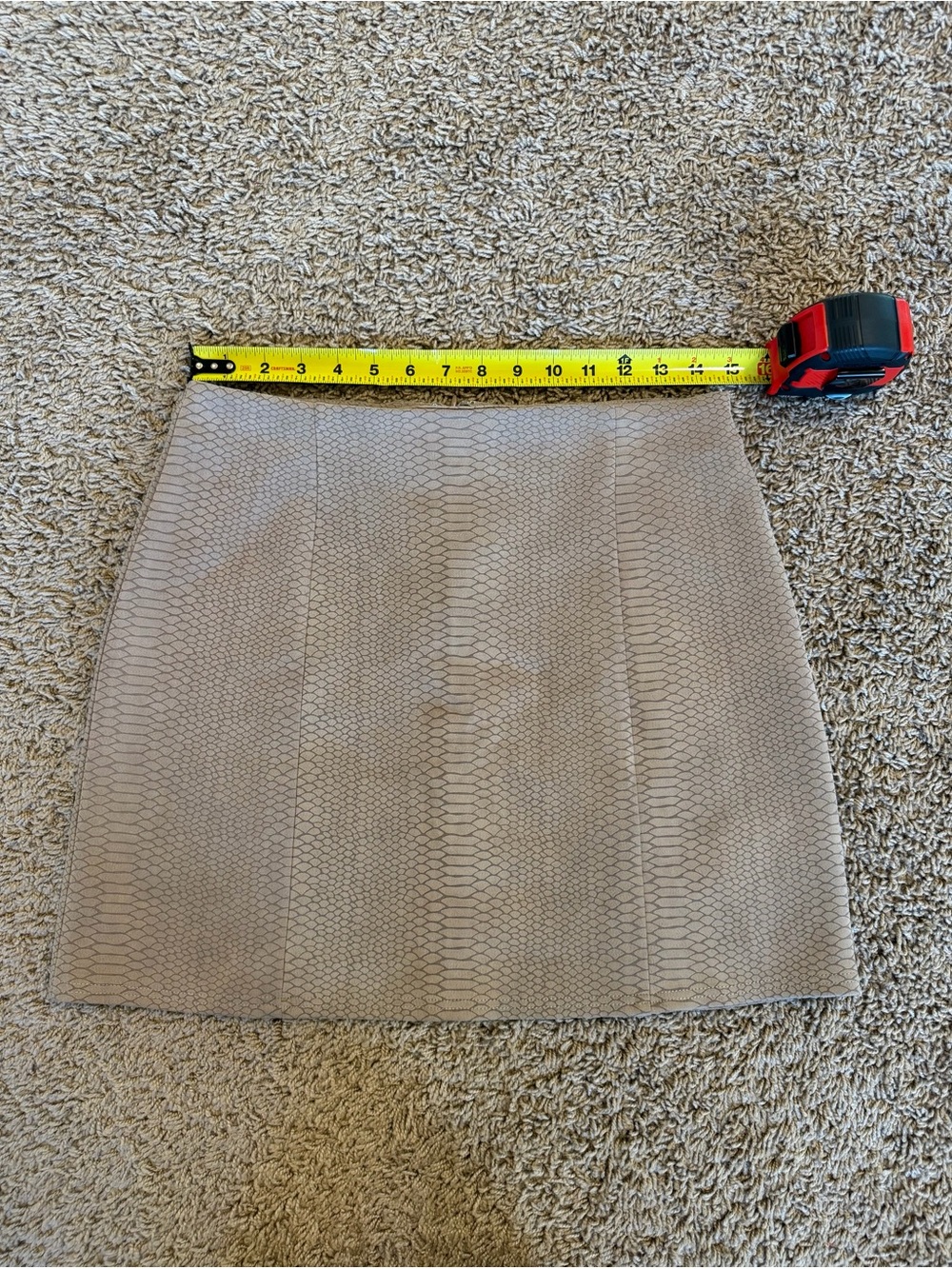 Taupe Faux-Suede Mini Skirt with Subtle Snake Embossing
